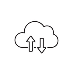 Poster - Cloud icon with arrows indicating upload and download, depicted in a simple, clean line art style.