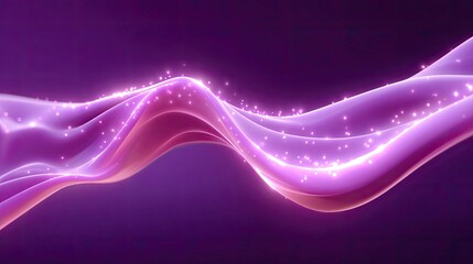 Fototapete - Abstract Wave with Light and Sparkles on a Purple Background