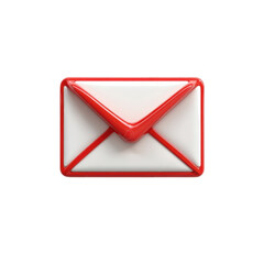 Poster - Red and White Glossy Email Icon Digital Communication Online Messaging on transparent background