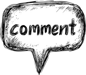 Aufkleber - Comment bubble sketch with hand-drawn text and rough doodle style