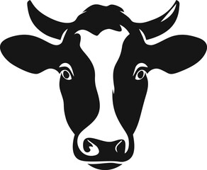 Aufkleber - Black and white cow head illustration with symmetrical details