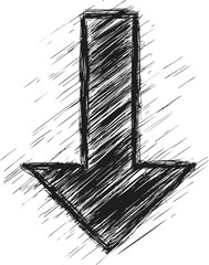 Aufkleber - Hand-drawn black sketch of a downward arrow