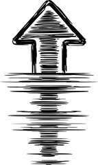 Aufkleber - Hand-drawn black arrow pointing upwards with sketchy lines effect