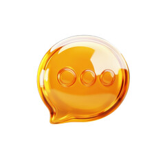 Poster - Glossy Amber Message Bubble Icon Communication Speech Balloon Chat Box on transparent background