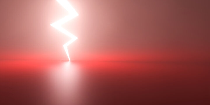 un puissant éclair électrique sur un fond rouge - illustration 3D	
