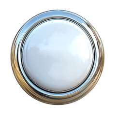 Poster - Chrome Bezel White Button Round Glossy Modern Design Polished Metallic on transparent background
