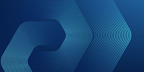 Aufkleber - Abstract dark blue background with glowing geometric lines. Modern shiny blue hexagon lines pattern. Technology futuristic concept. Suit for poster, banner, brochure, cover, flyer. Vector illustration