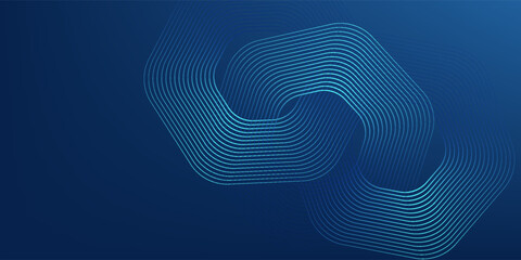 Aufkleber - Abstract dark blue background with glowing geometric lines. Modern shiny blue hexagon lines pattern. Technology futuristic concept. Suit for poster, banner, brochure, cover, flyer. Vector illustration