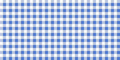 Vichy seamless pattern in blue color. Gingham fabric texture, checkered background, vintage summer print for textiles, picnic tablecloth, clothing, shirt, plaid design, wrapping paper, fabric.