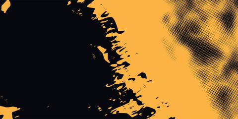 Aufkleber - Black and yellow abstract background with brush stroke and halftone style. abstract grunge modern arts