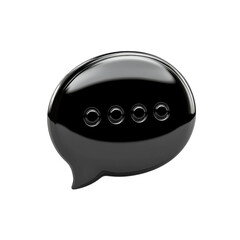 Poster - Glossy Black Speech Bubble Icon Illustration Dialogue Communication on transparent background