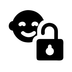 Poster - Child lock symbol design, padlock positioned in front of a child's face. Child lock ensures safety for children.