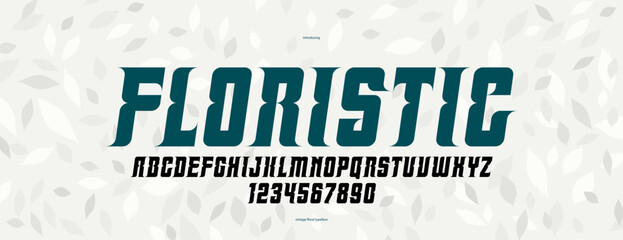 Leinwandbilder - Floral display italic font for logos and headlines, posters and advertising alphabet letters and numbers typeface, beautiful and elegant typography for natural eco product or brand.