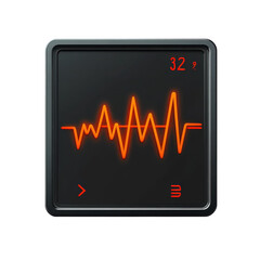 Poster - Dynamic waveform display screen red oscilloscope graph on black background on transparent background