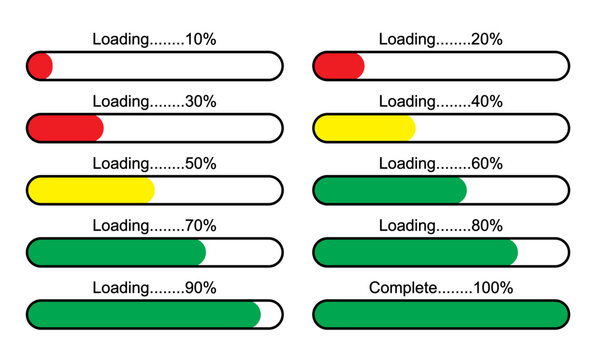 Loading icon set. Set of loading bar. Download progress icons. Loading icons. Load bar icons