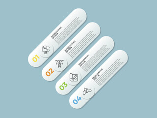 Aufkleber - Concept of arrow business model with 4 successive steps. Six colorful graphic elements. Timeline design for brochure, presentation. Infographic design layout