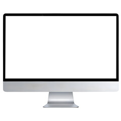 Fototapete - Modern silver desktop computer with a blank white screen isolated on transparent background