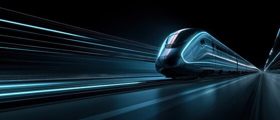 Poster - Futuristic high speed train in a tunnel at night