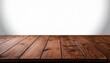 © John - a front view of a dark rustic brown empty wooden table with white background serving as a blank wood table mockup ai generative