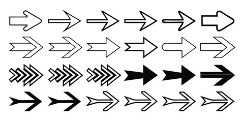 Aufkleber - Extensive collection of black arrow icons suitable for web design and user interface elements providing a versatile set of directional symbols for various applications and
