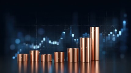 Poster - Copper graph cylinders representing growth trend