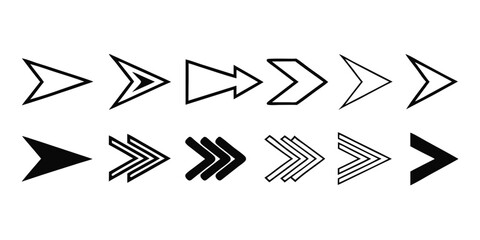 Fototapete - Comprehensive collection of black arrow icons for web and graphic design offering diverse styles and directions for user interface elements navigation and visual communication projects