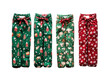 © Humayun  - Four pairs of festive christmas pajama pants with holiday patterns isolated on transparent background