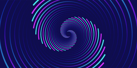 Aufkleber - Abstract blue background with glowing curved lines. Shiny blue swirl curve lines design. Spiral lines. Geometric oval pattern. Futuristic technology concept. Vector illustration