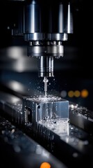 Poster - A dynamic image of an industrial workshop dedicated to synthetic diamond fabrication featuring polished machinery and highprecision tools under sharp studio lights showcasing the blend