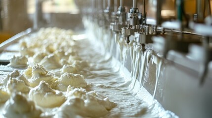 Poster - Dairy processing plants that produce ice cream use specialized machinery to mix, churn, and freeze milk, cream, and flavoring agents, turning them into the creamy treat loved by many