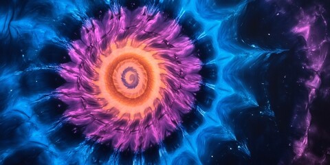 Poster - Swirling colors creating a stunning flower like mandala in a digital illustration