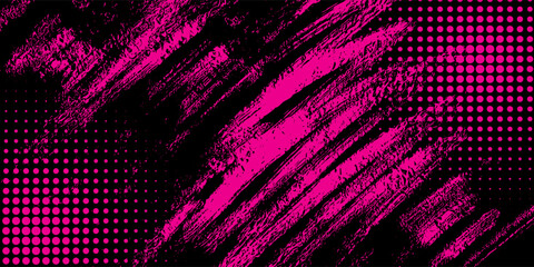 Aufkleber - Black and pink abstract background with brush strokes and halftone style. abstract grunge modern art