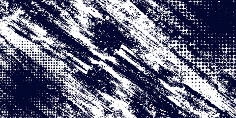 Aufkleber - Dots halftone white \u0026 blue color pattern gradient grunge texture background. Dots pop art comics sport style vector illustration