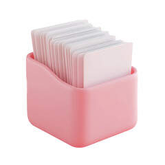 Poster - 3D Of Pink Holder with Blank White Cards on Transparent Background