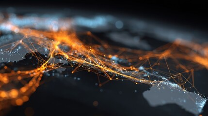 Aufkleber - Abstract visualization of Asias network connectivity featuring glowing nodes and lines representing data transfer flows highlighting the importance of technology in telecommunication