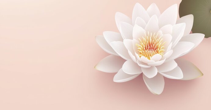 Elegant lotus flower illustration set against a soft pink background on water