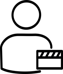 Fototapete - User movie line icon. Man and clapperboard symbol. Vector graphics and not Artificial Intelligence. Symbol, logo illustration. Replaceable vector design.