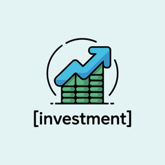 Poster - Ascending Blue Arrow atop Green Block Chart with Black Outline