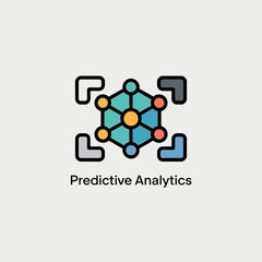Poster - Colorful Predictive Analytics Icon with Hexagonal Structure and Arrow Brackets