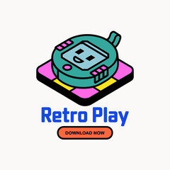 Poster - Retro Play Logo Design with a Smiling Face