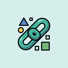 Poster - Stylized Teal Link with Geometric Shapes: Triangle, Circle, and Squares