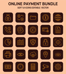 Poster - Simplistic digital finance icon collection showcasing various elements related to online transactions and financial