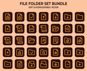 Fototapete - Diverse file and folder icons with soft user interface style in a minimalist representation suitable for a modern