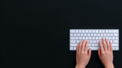 Poster - A person is typing on a keyboard with their hands