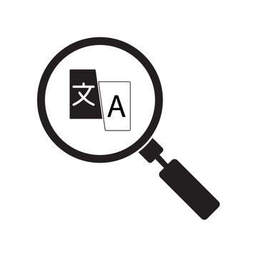 magnifying glass flat icon vector with language translation
