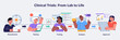 © Liudmila - Phases of clinical trials with stylized icons and data flow in pharmaceutical vector banner