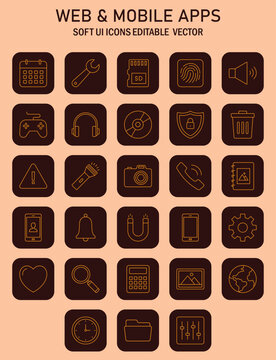 Elegant collection of thin line UI icons representing diverse application features for modern web and mobile