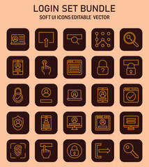 Fototapete - Login User Interface Bundle Featuring Soft Iconography for Authentication and Access Controls for Web and Application