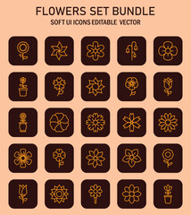 Poster - Elegant Floral Collection: Soft User Interface Icons for Digital Designs and Creative Projects that are Editable