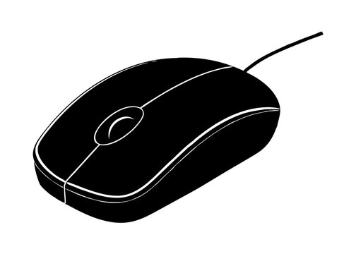 Black computer mouse with white accents technology